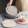 6Pcs Heat Resistant Table Mats with Cute Cats Ear Design for Pot and Bowls Washable Fabric Braided Cotton Cup Coasters