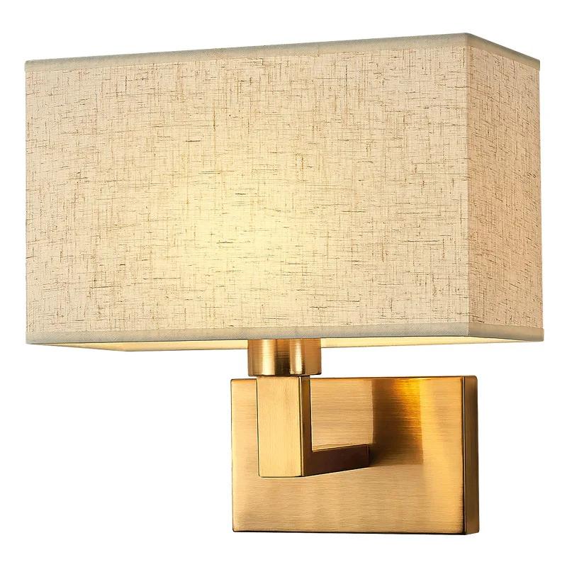 Minimalist Black or Bronze Wall Sconces with Rectangle White Yellow Fabric Shade for Bedroom Hallway USB Wall Lights with Switch