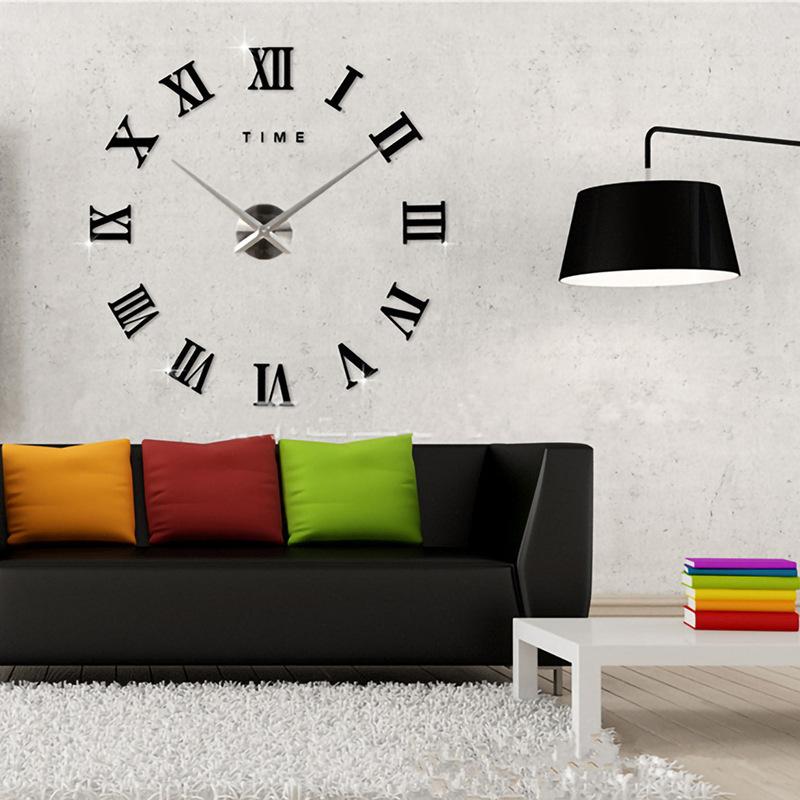 Popularny Trójwymiarowy Zegar Ścienny z Cyframi Rzymskimi Kreatywny Zegar do Salonu Sypialni Nowoczesna Naklejka Ścienna Zegar Ścienny Zegar