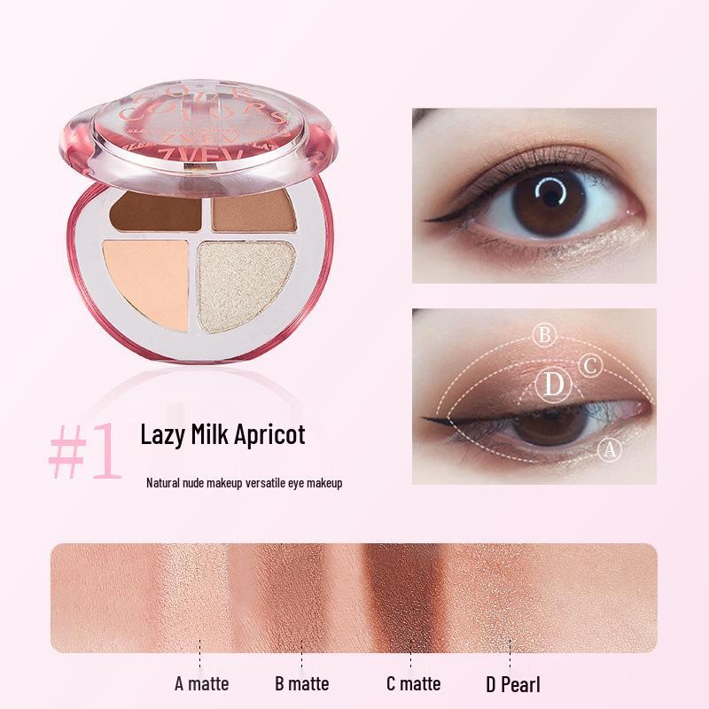 

Палетка теней для век ZVEV Z216 Korean Aegyo Sal: Четыре цвета, матовые и с шиммером, водостойкие, устойчивые к смазыванию, высокопигментированные. 1.3g x 4