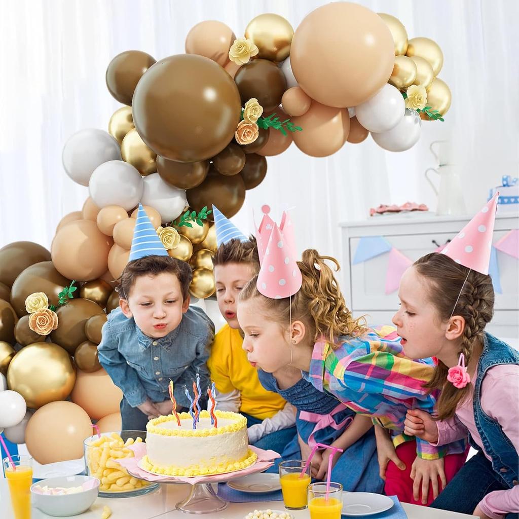125PCS Brown Latex Balloon Set Suitable for Birthday Parties, Weddings, Valentine's Day Party Decorations