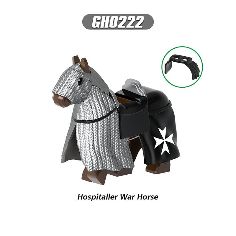 Medieval Military Castle Knights Templar Order Rome Figures Set Soldiers War Horse Army Weapons Shield Sword Helmet Bricks Toys