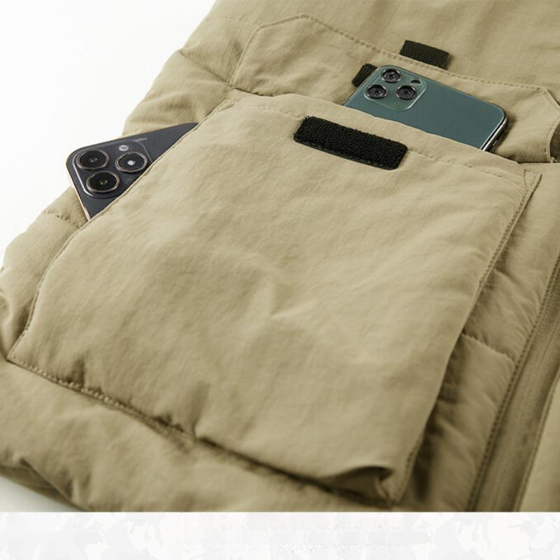 Men's Large Size Thickened Fleece Vest Casual Stand Collar Multi-Pocket Casual Sleeveless Jacket Camouflage Vest