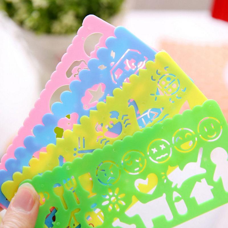 4Pcs Korea Stationery Cartoon Ruler Oppssed Drawing Template Mould