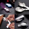 Foldable Portable Spoon Fork Salad Sporks Stainless-Steel Camping Cutlery X3UC