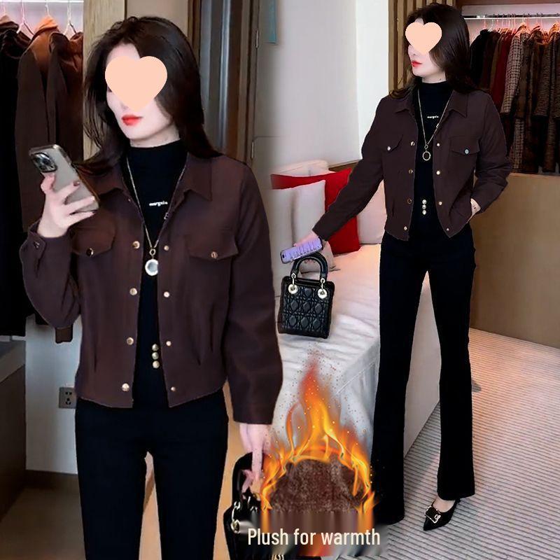 Women s Elegant Plush Short Jacket - Winter 2025 Collection: Stylish, Petite, and Versatile Top M (Recommended under 100 kg)