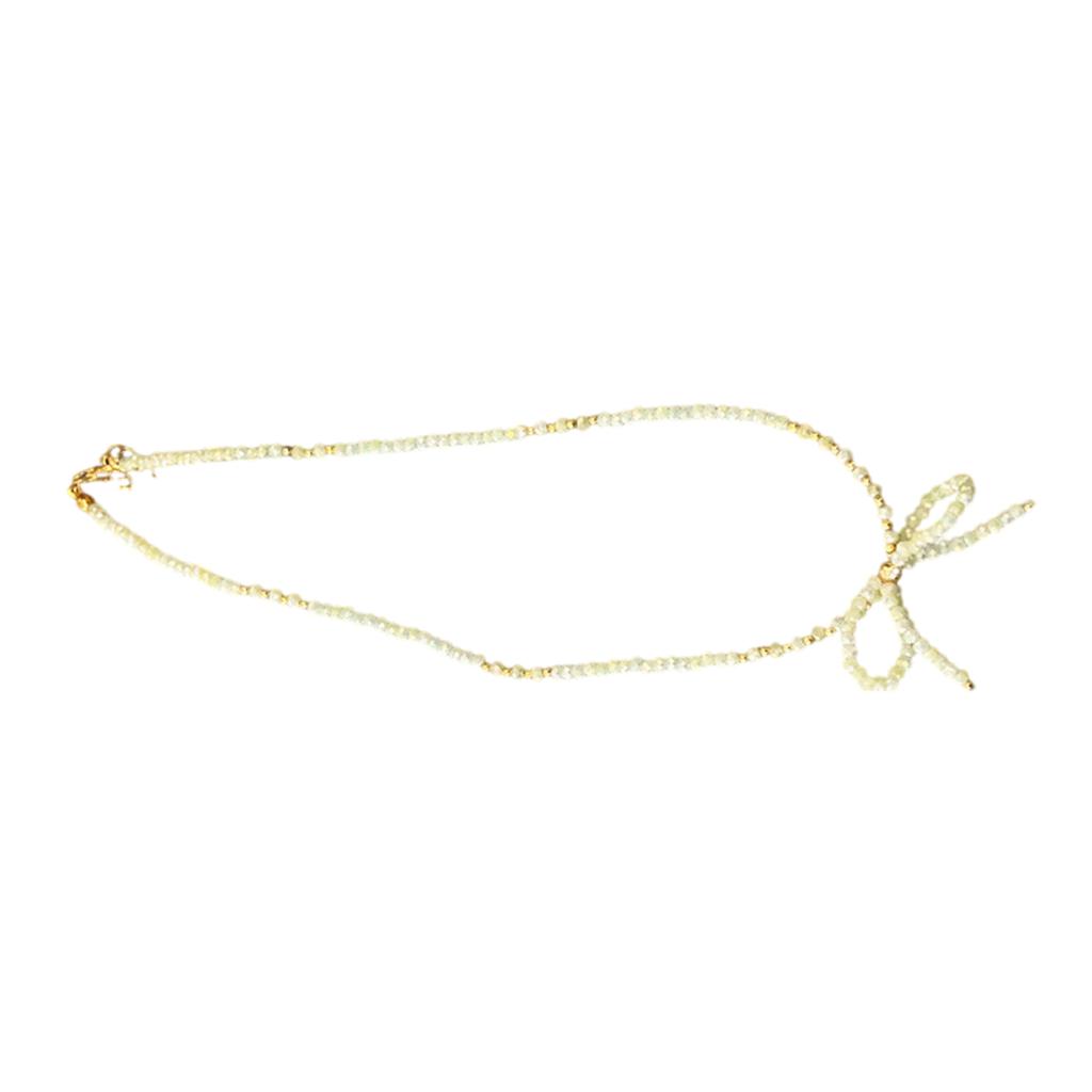 Fashionable Necklace with Lovely Bowknot Choker Fashion Beaded Clavicle Neckchain Adjustable Chain Suitable for Women
