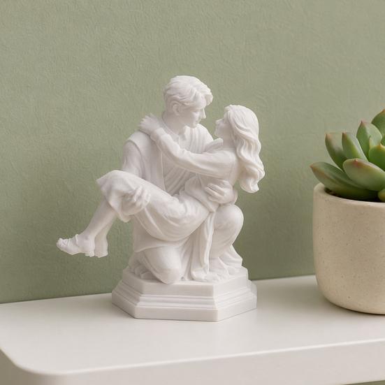 3D Printed Couple Sculpture, Kneeling Princess Carry Figurine, Romantic Art Resin Desk Decor, Unique Anniversary Birthday Gift for Couples, Fitness