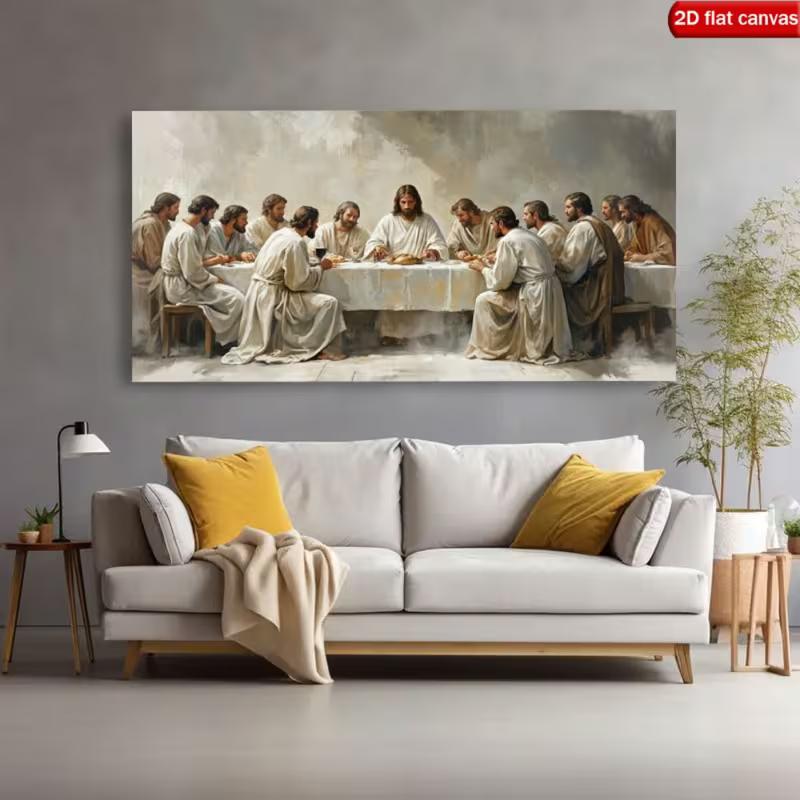 Religious Canvas Wall Art The Last Supper Fine Art Print - Panoramic Unframed Canvas Painting, Religious Wall Art Poster for Home Decor, Living Room