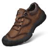 Men's Cowhide Hiking Shoes - Autumn/Winter, Soft Sole, Lace-up, Low-top, Outdoor Casual Travel Shoes