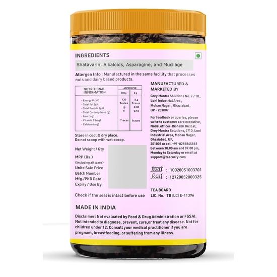 TEACURRY Bio Shatavari Wurzeln (200 Gramm Packung) - Unterstützt Körperkraft, Energie und Verdauung - Für das innere Wohlbefinden