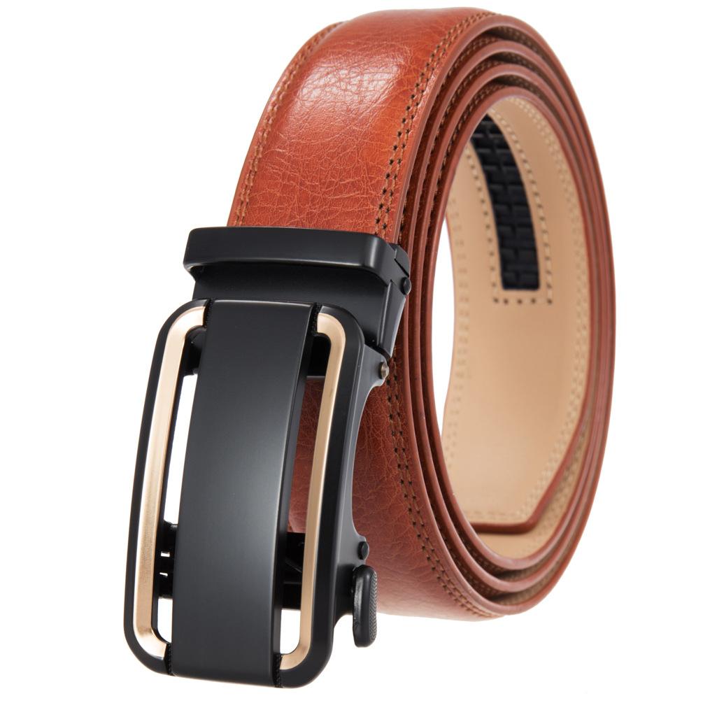 

Мужской ремень с автоматической пряжкой, двухслойный ремень из коровьей кожи, повседневный ремень Ly36-23687-1 110cm-130cm