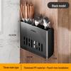Wall-Mounted No-Drill Chopstick Holder with Multi-Compartments and Drainage, Large Capacity Cutlery Storage Box