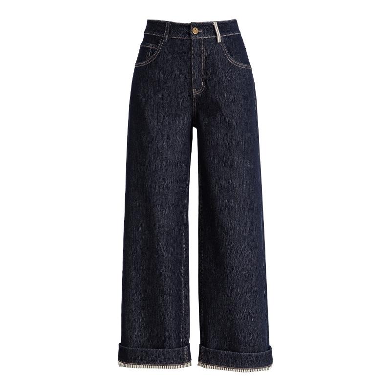 Xin Ge Women s High-Waisted Denim Wide-Leg Cropped Jeans - Spring/Autumn. 27 джинсовый синий