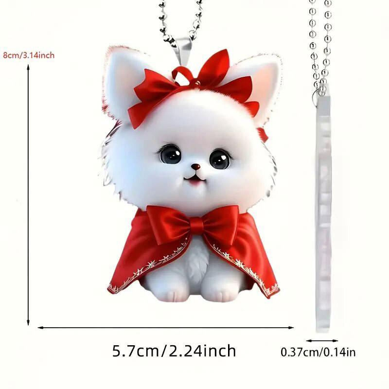 

Прекрасное милое акриловое украшение для автомобиля в виде белого кота, идеально для рождественского настроения и в качестве подарка