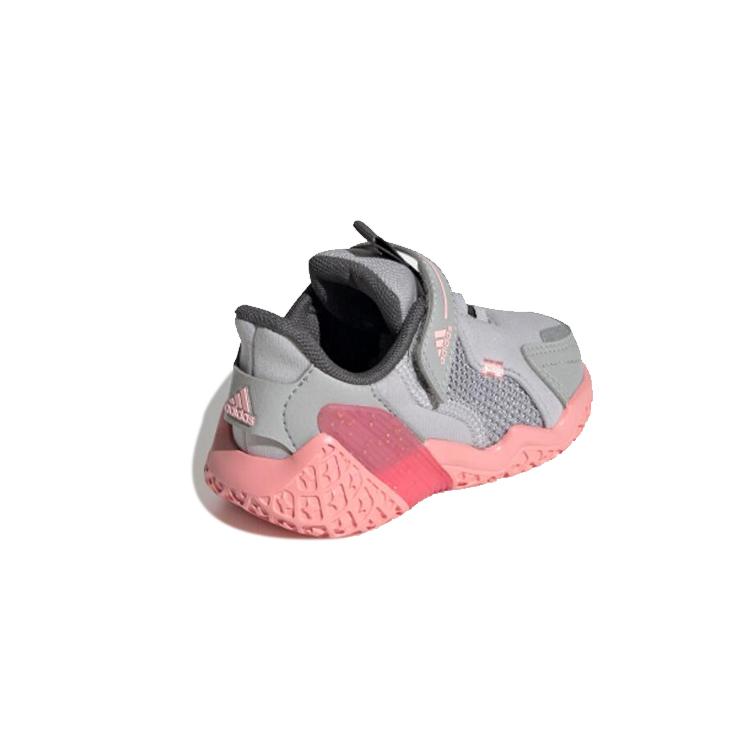 adidas 4Uture Rnr El I Slip Resistant Cushioning Abrasion Resistant Low Top Toddler Shoes Gray Pink Infant And Toddler FV2787