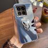 Luxury Bling Rhinestone Heart Ring Bracket Clear Phone Case for Xiaomi 15T Pro Stand Cover