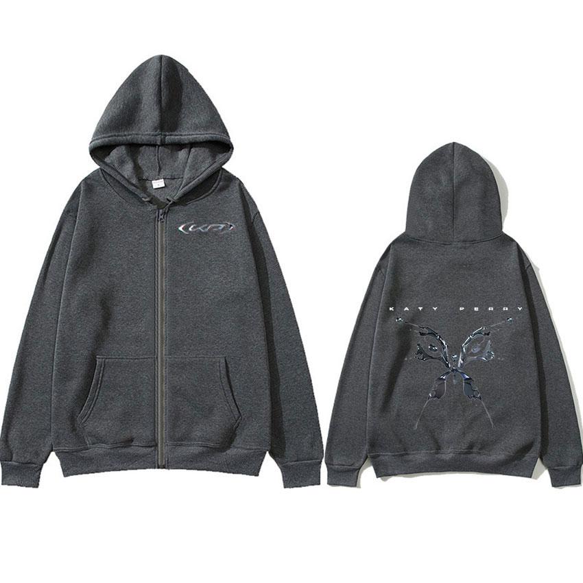 Singer Katy Perry Tour 2025 Album Zipper Hooded Men's Women Fashion Oversized Zip Up Jacket Sweatshirt Retro tide Clothing