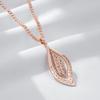 Kienl   Rose Gold Color Long Pendant Necklace For Women Crystal Flower Natural Zircon Accessories Daily Vintage Jewelry