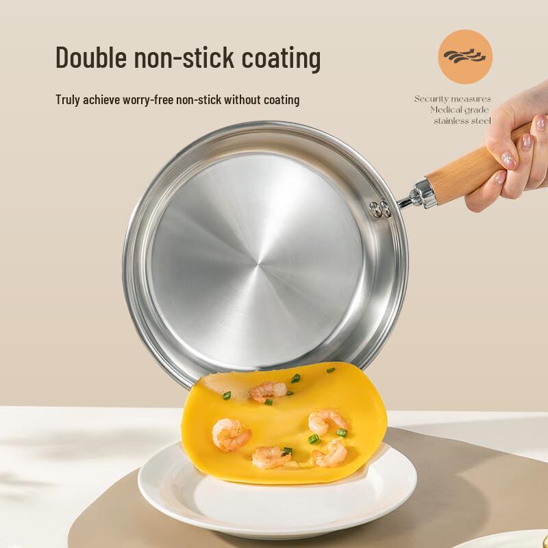 Double Gun 316L Stainless Steel Non-stick Frying Pan