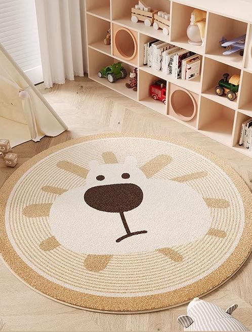 Cartoon Pattern Bedroom Decor Plush Carpet Thicken Washable Rug Cute Round Carpets for Living Room Fluffy Soft Lounge Floor Mat