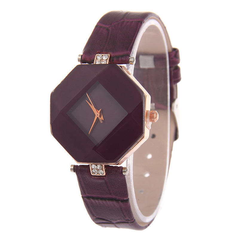 

Women Watch Jewelry Gem Cut Surface Geometry Ladies Wristwatch AVE фиолетовый