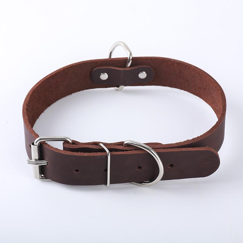 Top Layer Cowhide Dog Collar German Collar Small Dog Medium Dog Collar Genuine Leather Neck Cover Neck Ring