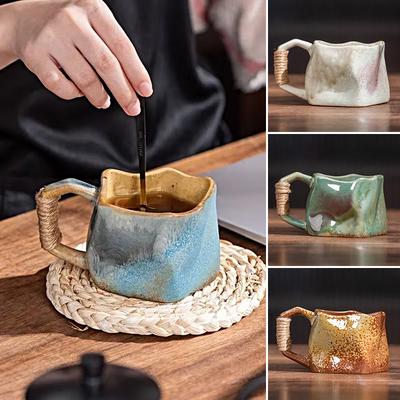 1 buc. Cană de cafea reutilizabilă din ceramică, cană creativă, rezistentă la căldură, artizanat, rezistență la temperaturi înalte, cadou, suc de fructe, articole pentru casă
