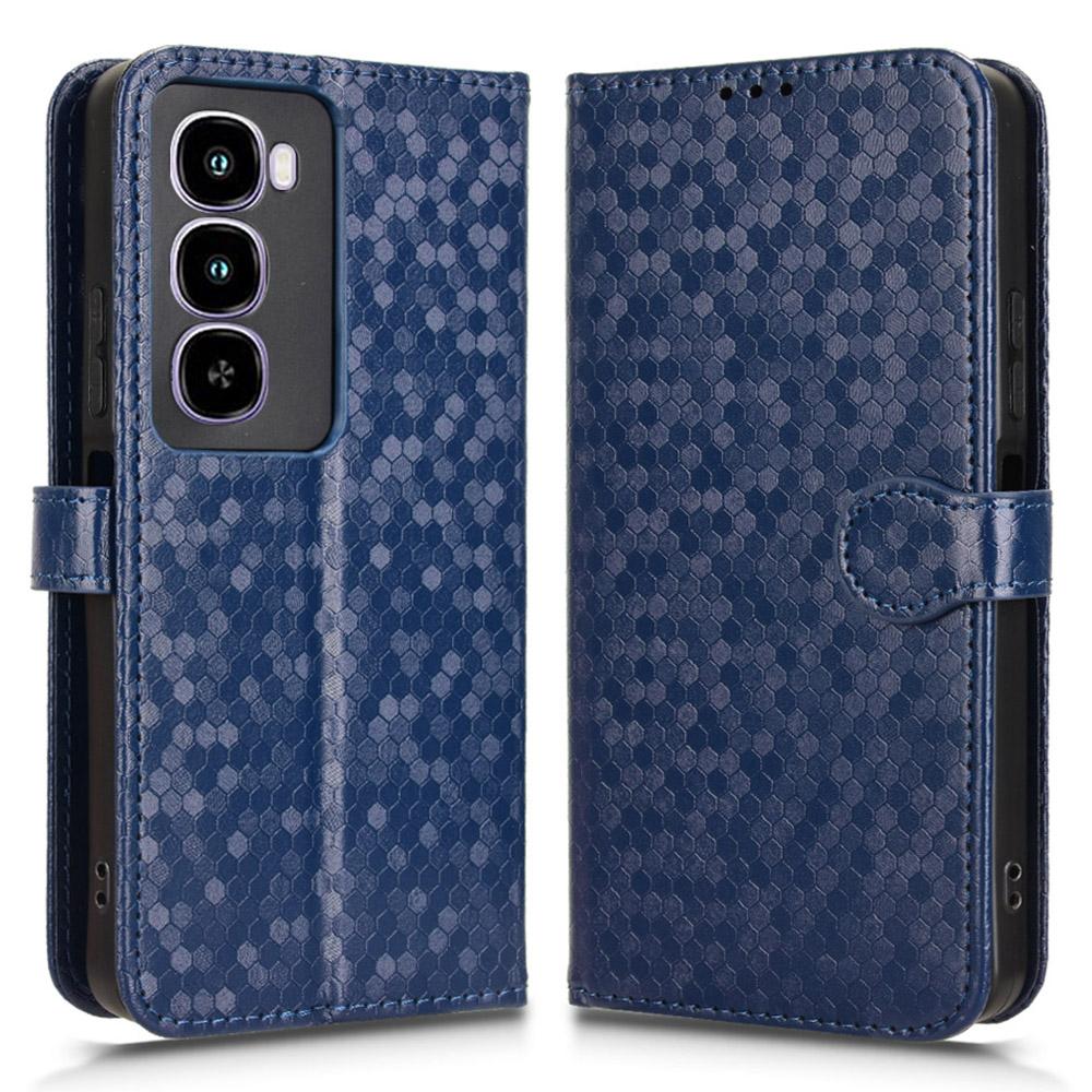 For itel City 100 4G Wallet Case Dot Pattern Imprint PU Leather Phone Cover with Wrist Strap