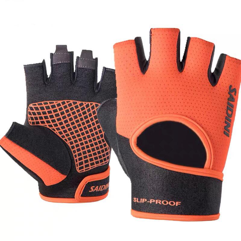 

Фитнес перчатки без пальцев оборудование противоскользящие роса палец XL оранжевый