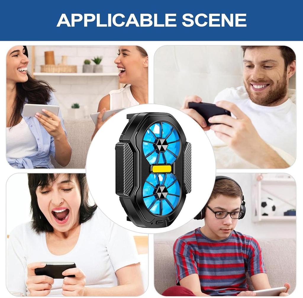 FS01 Dual Fan Rechargeable Mobile Phone Cooler Radiator Long Lasting Stronger Cooling Air Cooling Clip Design with Game Button