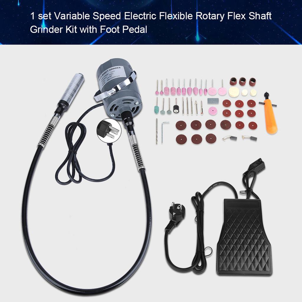 53 Pcsset Variable Speed Electric Rotary Flex Shaft Grinder Kit with Foot Pedal