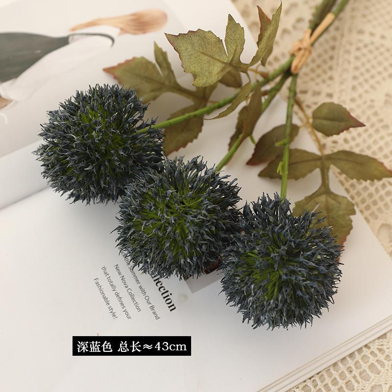 

New simulation 3 bunches of scallion balls dandelion, autumn color wedding home decoration fake flower DIY flower arrangement materials темно-синього кольору