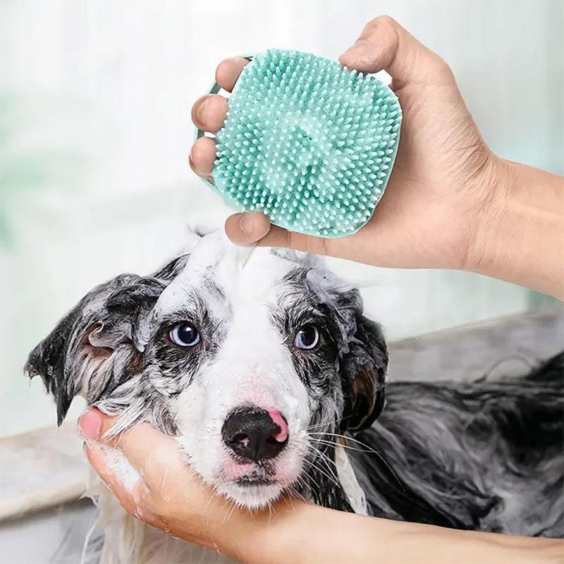 Silicone Dog Bath and Massage Glove Brush, Pet Cat Bathroom Cleaning Tool Comb, Dog Brush, Pour Shampoo, Dog Grooming Supplies