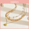 Summer Shell Necklace For Women With Multilayer Geometric Pendant And Pearl Accents