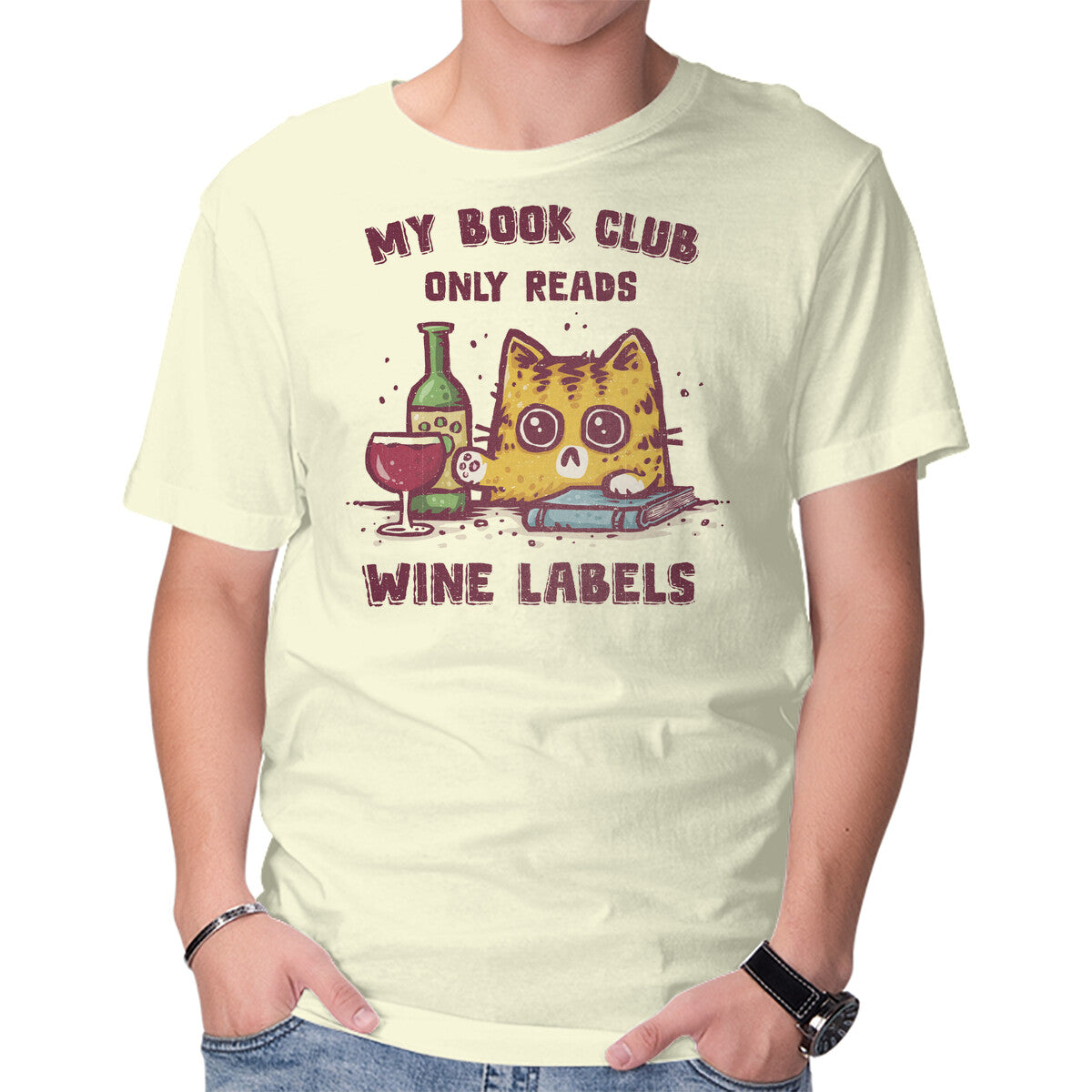 Unisex Crew Neck T-Shirt We Read Wine Labels Graphic Short Sleeve Casual Tee XS