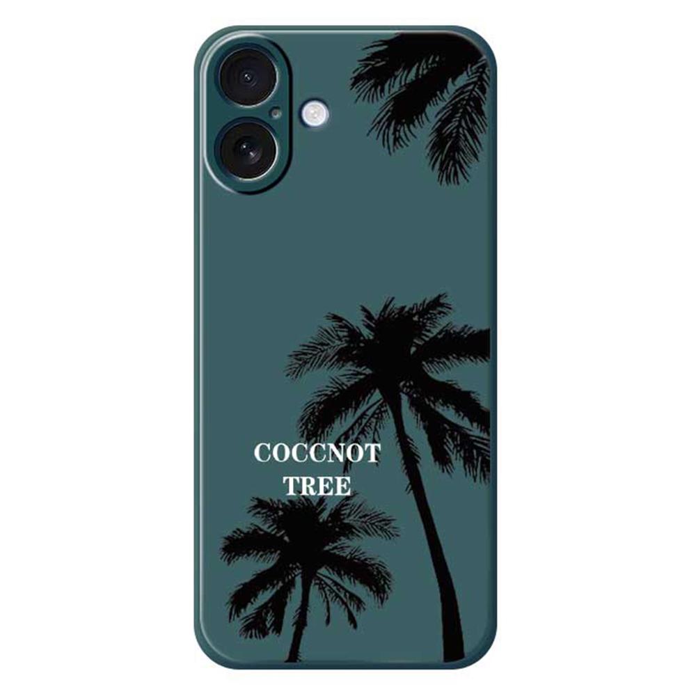 

For iPhone 17 Case Coconut Tree Pattern Printing Straight Edge TPU Phone Back Cover B