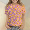 Kinder Blumenprint Rundhals Kurzarm Lässiges Lockeres T-Shirt Oberteil Geeignet für Tägliches Tragen und Outdoor-Aktivitäten