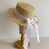 Pălării de Soare în Stil Francez pentru Femei Pălărie de Var cu Fundă Pălărie de Paie cu Bor Lat Pălărie Boater Pălărie Canotier cu Panglică Pălării Fedoră de Var pentru Biserică Derby