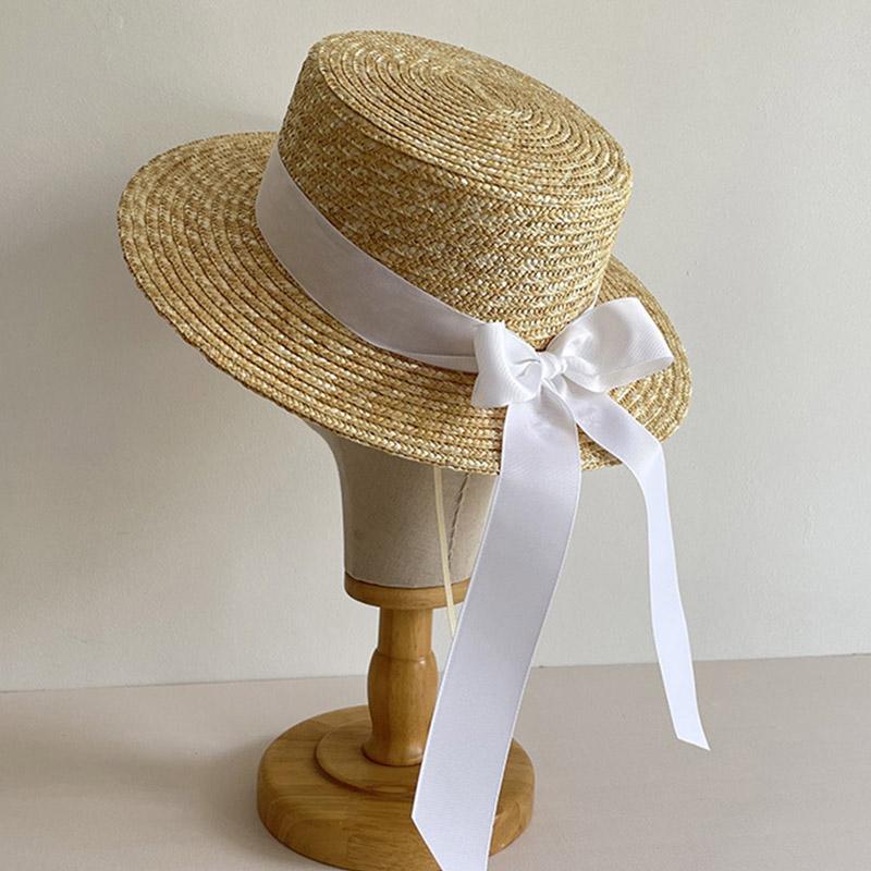 My Extreme Outdoor Activities Women's Orange French Style Sun Hats For Bowknot Summer Hat Wide Brim Boater Straw Hat Canotier Hat Ribbon Church Derby Summer Fedoras