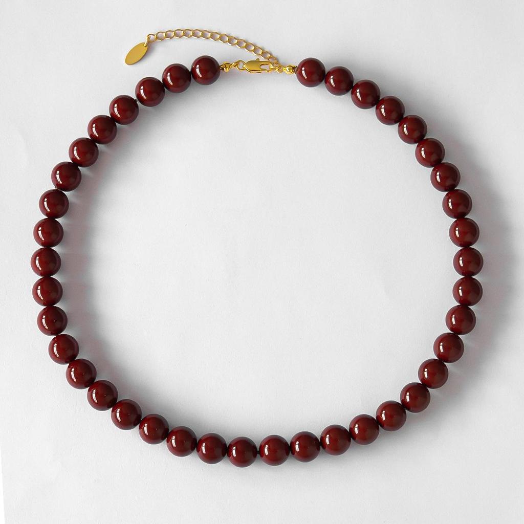Festive Red Pearl Clavicle Necklace - Winter Encore Collection