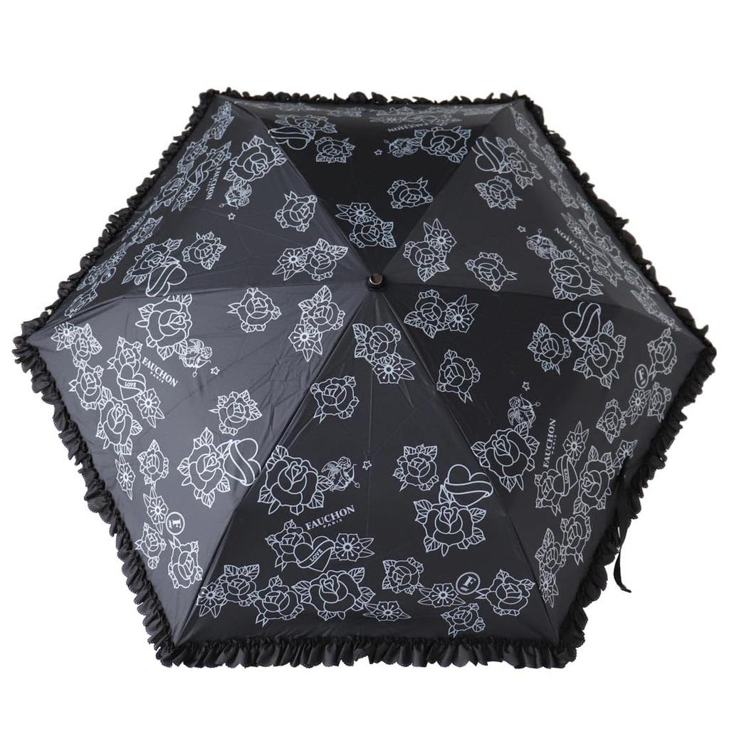 FAUCHON Folding Parasol Monotone Ange Black (with Pouch) 001266-0001-02