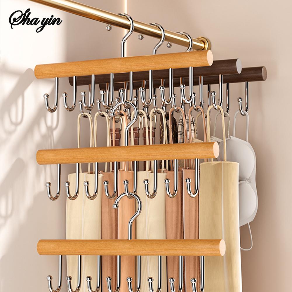 1PC Wooden 8- Hook Suspenders Household Hooks for Clothes Hats Underwear Dormitory Storage Hangers Organization Tool