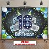 1pc 16th Birthday Party Background Banner - Vibrant Game Controllers and Balloon Design, Polyester Fabric Banner