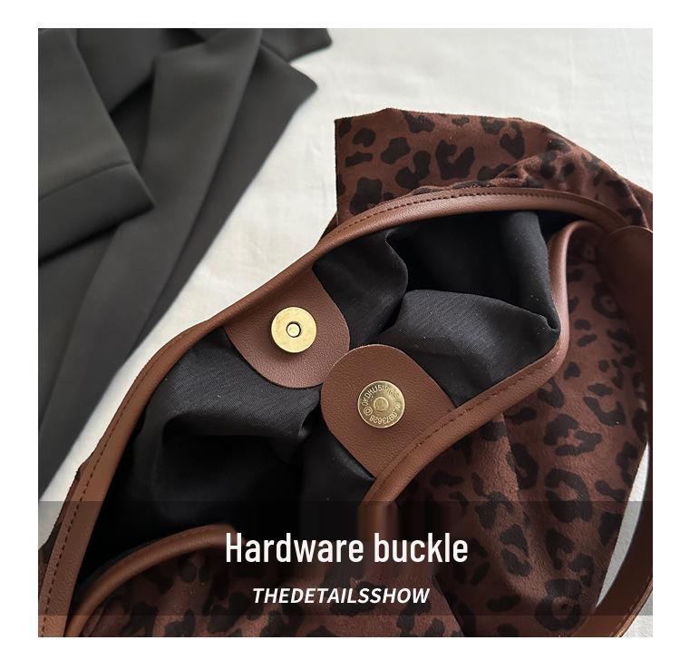 Leopard Print Frosted Handbag - Large Capacity Retro Shoulder Tote for Women, 2025 Autumn Collection