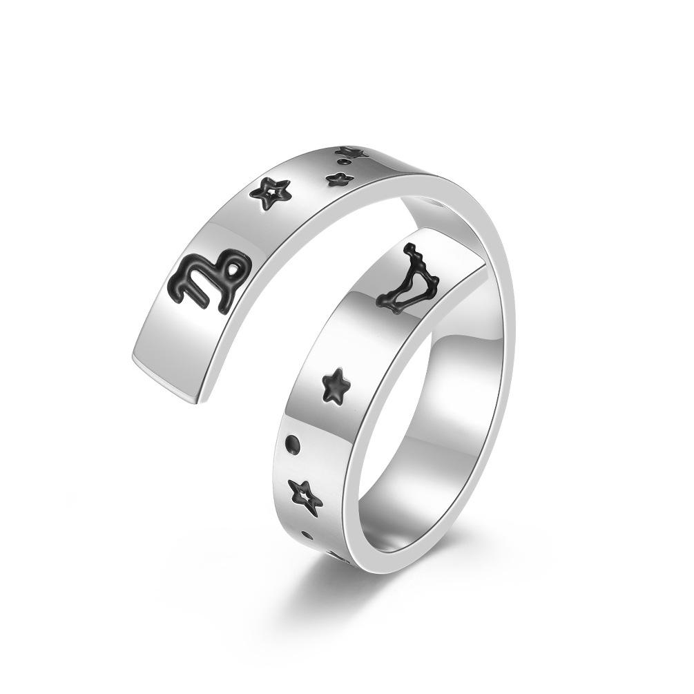 Neutral Cold Wind Twelve Constellations Adjustable Opening Titanium Steel Ring Stainless Steel Ring