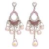 Boucles d'oreilles Vintage Style Ethnique Industrie Lourde Cristal Rose à Franges Ambiance Féminine Longues Boucles d'oreilles Style Bohème