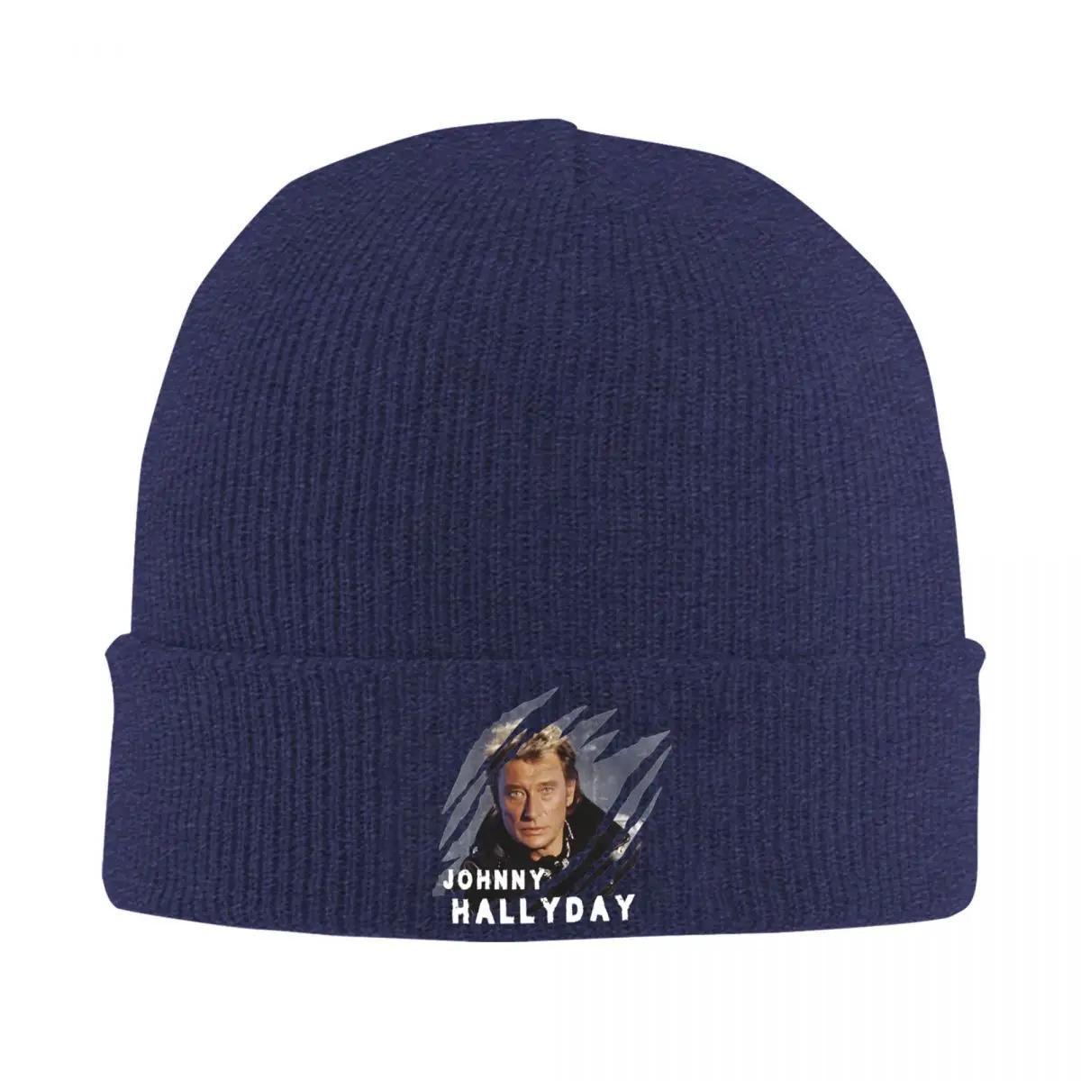 

Pop Singer Johnny Hallyday Knit Hat Beanies Winter Hat Warm Unisex Casual Caps Men Women Gift