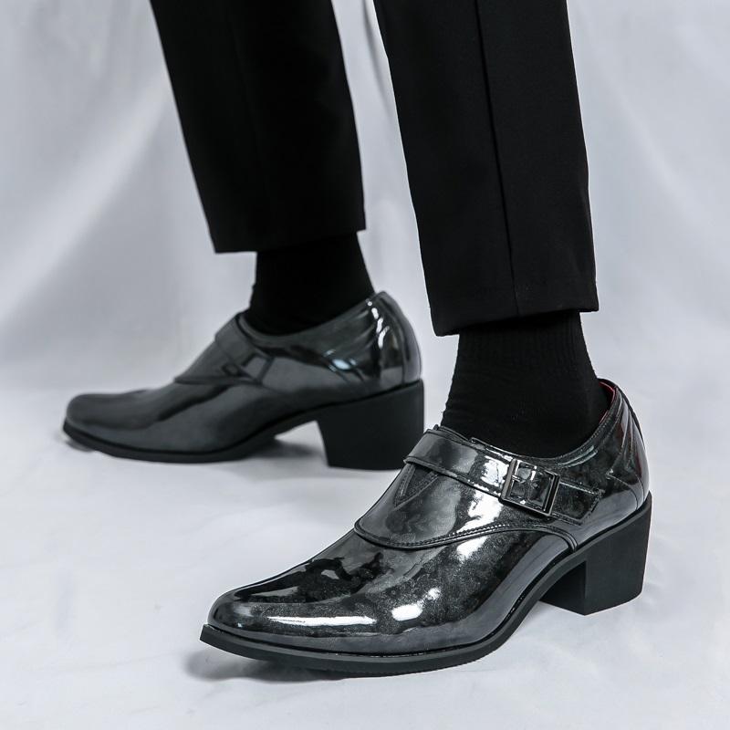 Fashion Fashion Men's Pointed Silver Green Monk Strap Loafter Leather Casual Shoes Male Formal Wedding Dress Homecoming Zapatos Hombre