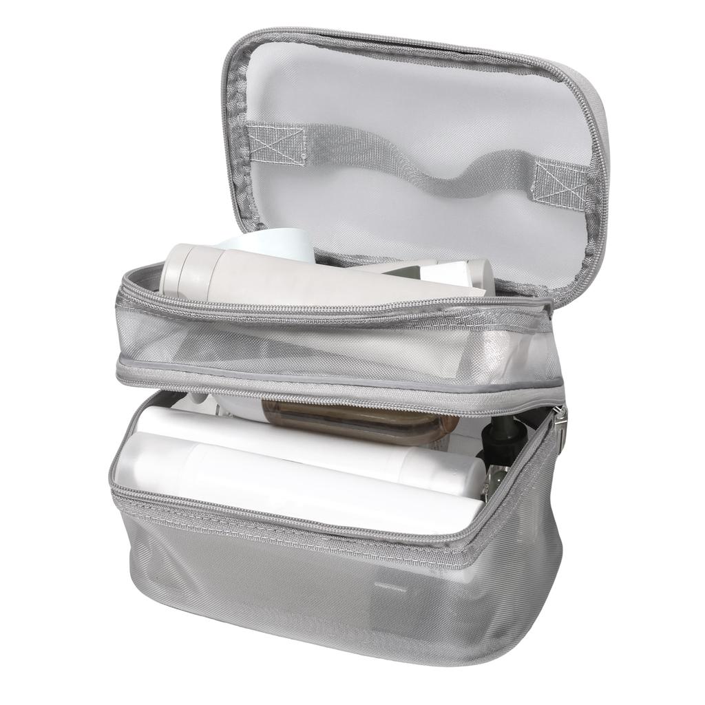 Kosmetiktasche mit großem Fassungsvermögen aus Mesh, doppellagig, transparent, Reise-Kulturbeutel mit Griff, tragbarer Make-up-Organizer für Damen